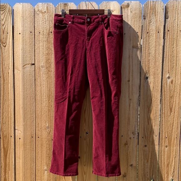 Take 50% OFF- Jones New York Stretch Stylish Red Corduroy Pants, Size-12 - Picture 2 of 10